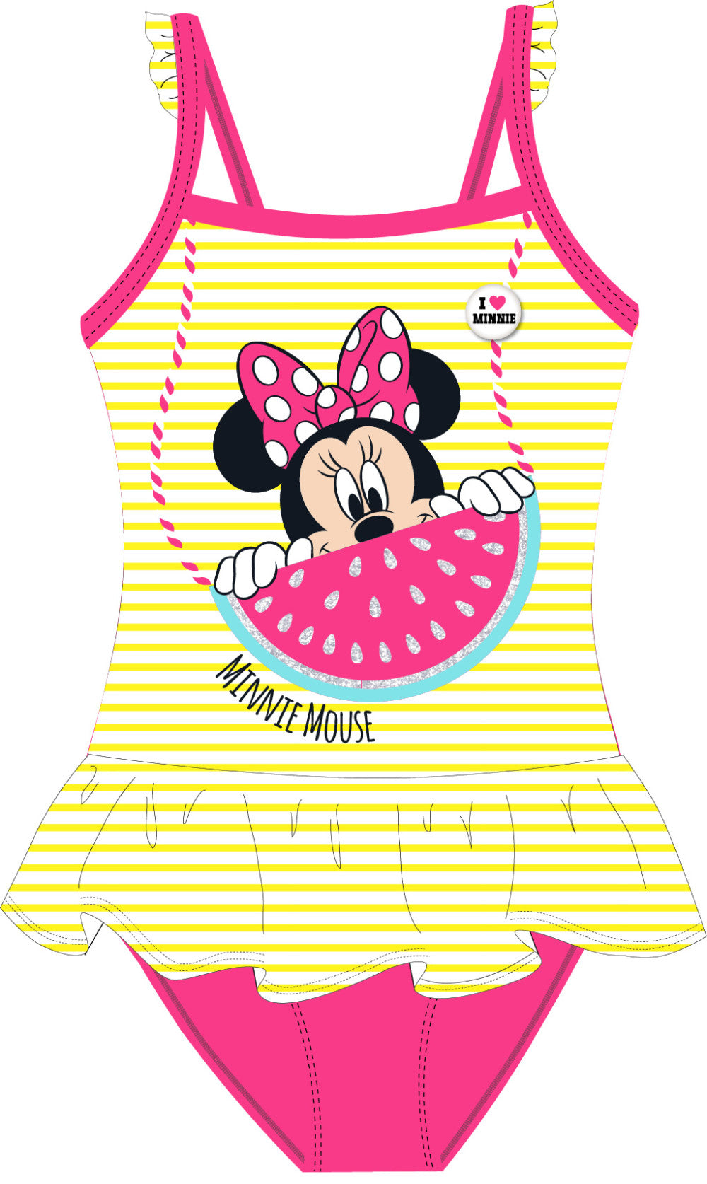 Disney Minnie Watermelon bērnu peldkostīms, peldkostīmam, 104-134 cm
