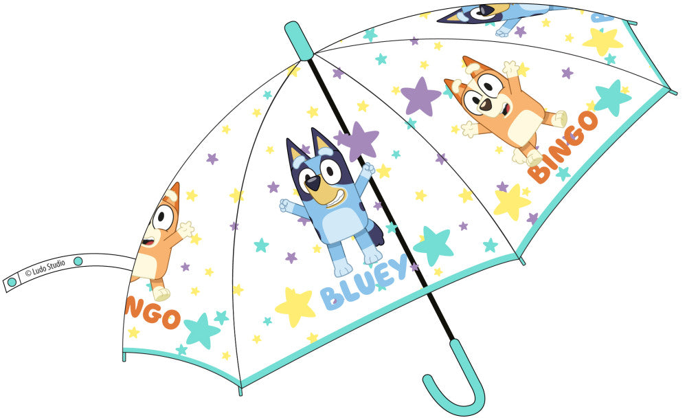 Bluey Star bērnu caurspīdīgs pusautomātiskais lietussargs √ò74 cm