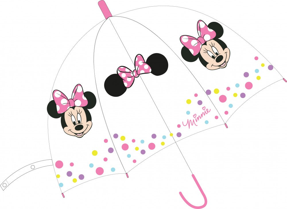 Disney Minnie caurspīdīgs pusautomātiskais lietussargs bērniem √ò68 cm