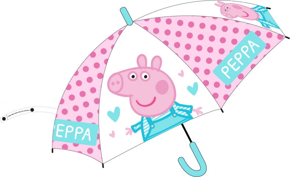 Peppa Pig bērnu pusautomātiskais caurspīdīgais lietussargs √ò74 cm