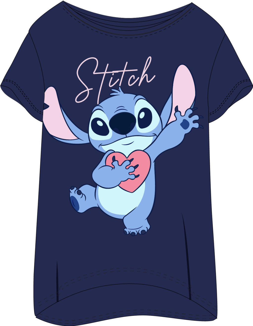 Disney Lilo un Stitch Heart sieviešu īsais naktskrekls S