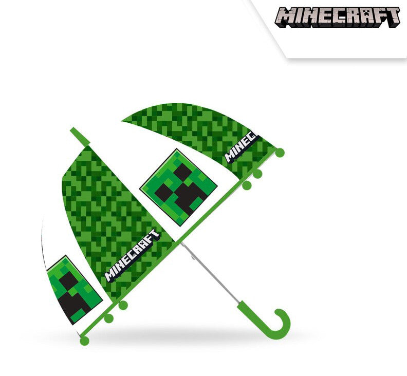Minecraft bērnu caurspīdīgs pusautomātisks lietussargs √ò70 cm