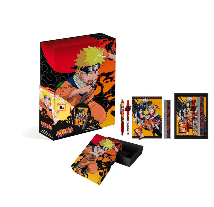 Naruto 5 daļu kancelejas piederumu komplekts kastītē