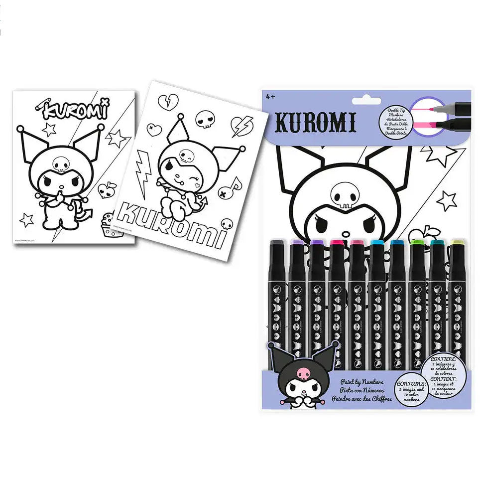 Hello Kitty Kuromi krāsojamā grāmata pēc skaitļiem