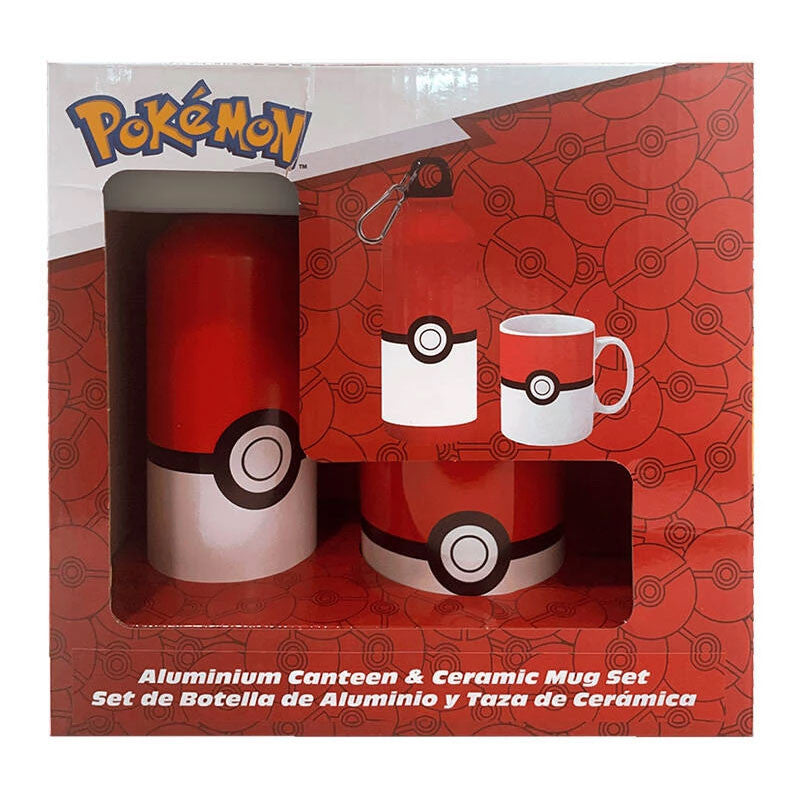 Pok√©mon Pokeball porcelāna krūzes un alumīnija pudeles komplekts dāvanu kastītē