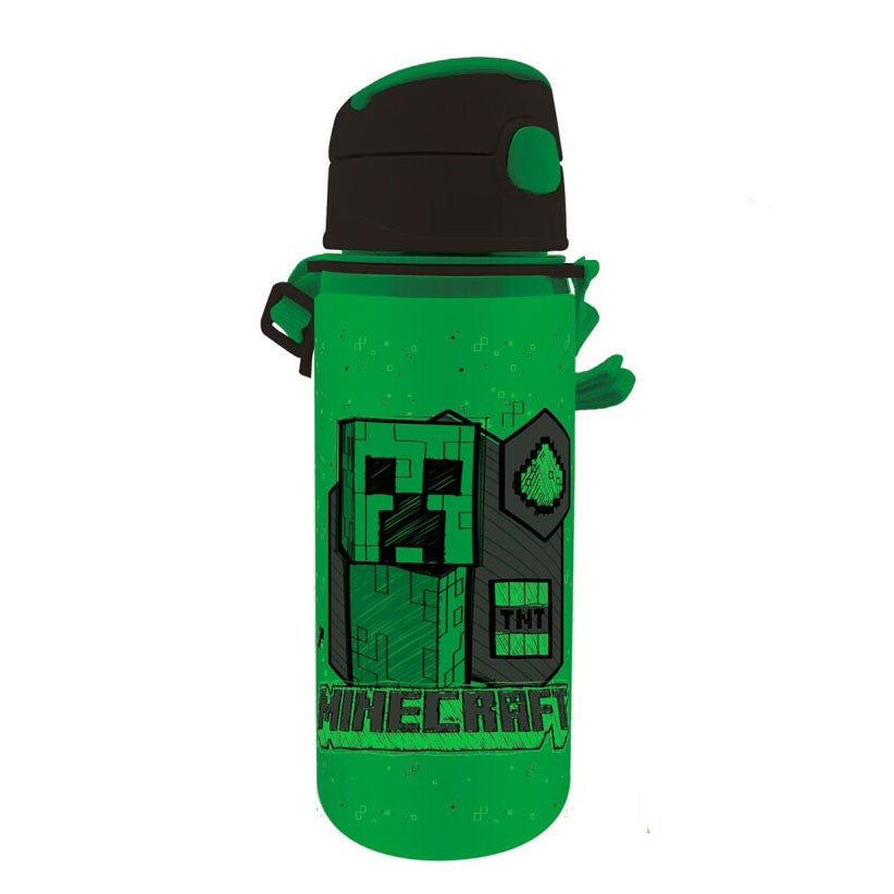Minecraft zaļa alumīnija pudele ar āķi 600 ml