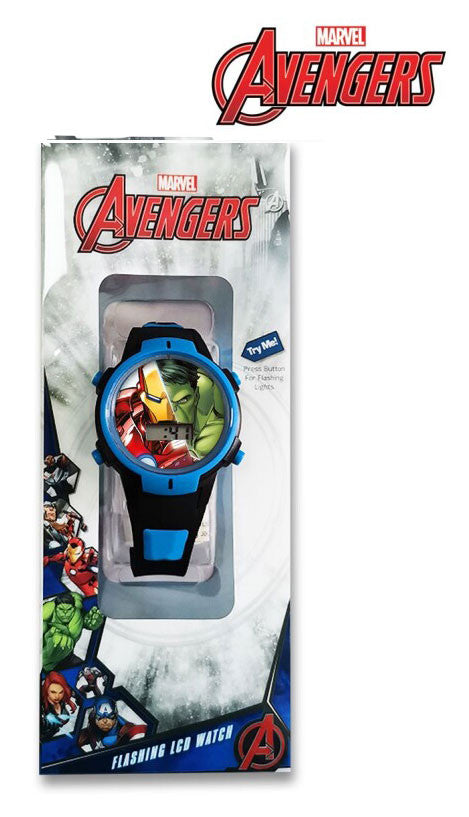 Avengers Blue digitālais, luminiscējošais rokaspulkstenis kastītē