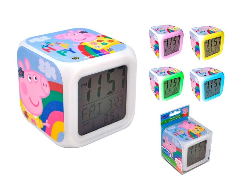 Peppa Pig varavīksnes digitālais modinātājpulkstenis