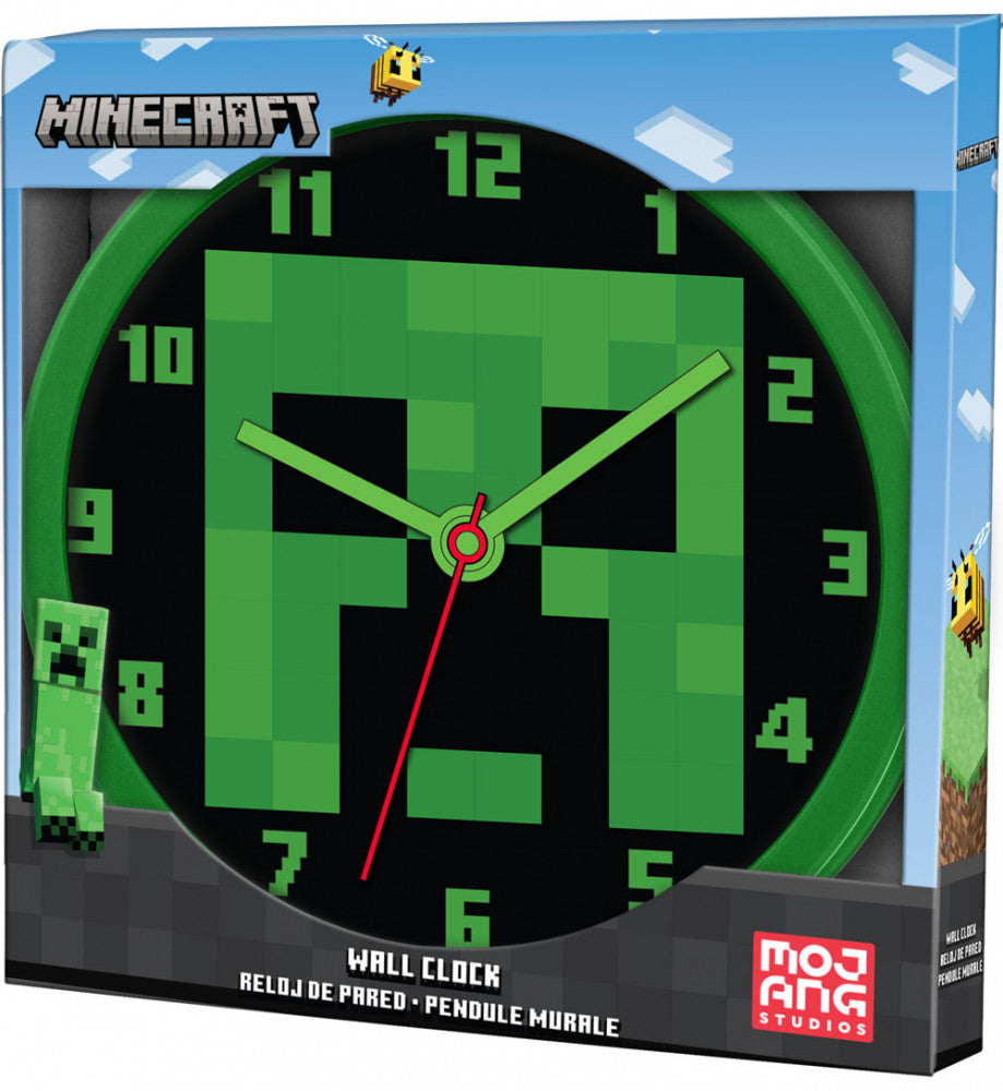 Minecraft zaļš sienas pulkstenis 25 cm