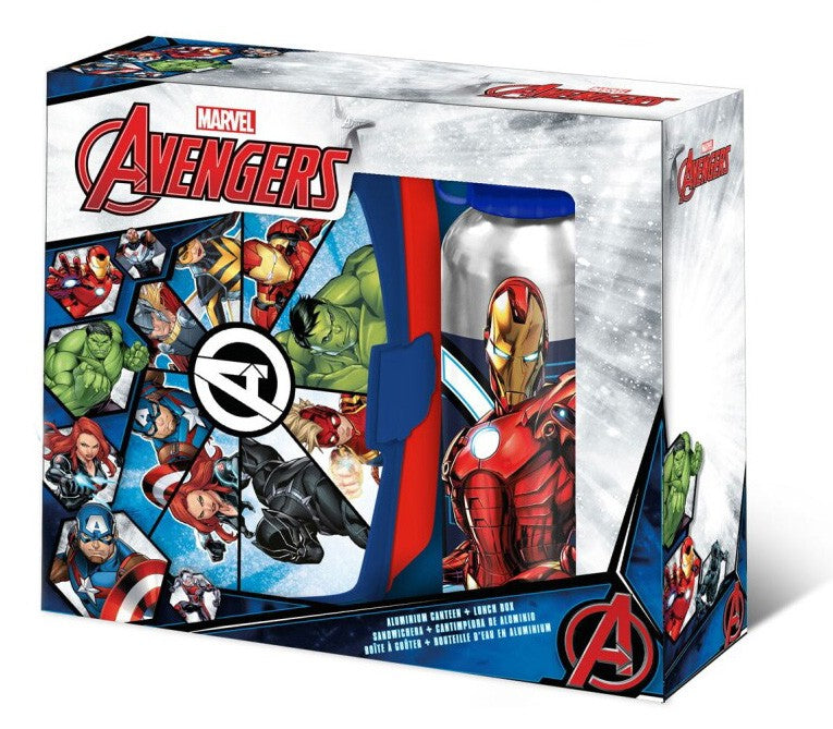 Avengers Team Spirit sviestmaižu kaste + alumīnija pudele komplektā
