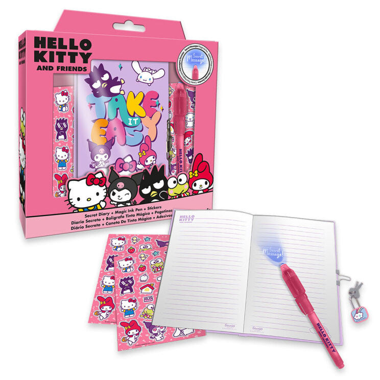 Hello Kitty Friends dienasgrāmata + burvju pildspalvu komplekts