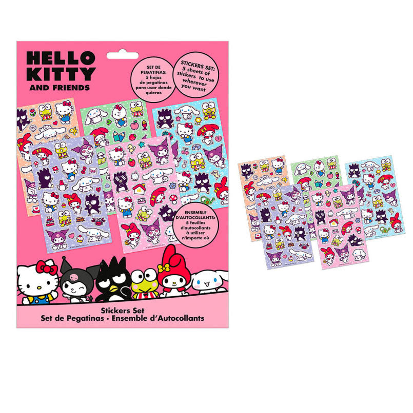 Hello Kitty draugu uzlīmju komplekts 5 lapas