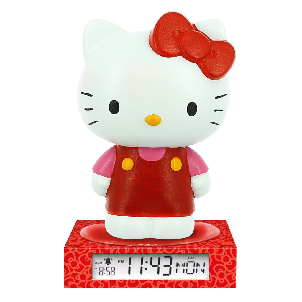 Hello Kitty sarkana 3D naktslampiņa un modinātājpulkstenis