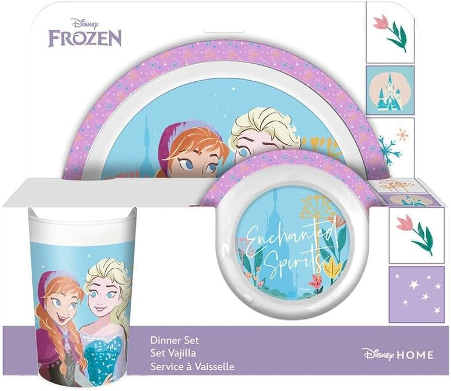 Disney Frozen apburto vakariņu komplekts, mikroplastmasas komplekts kastītē