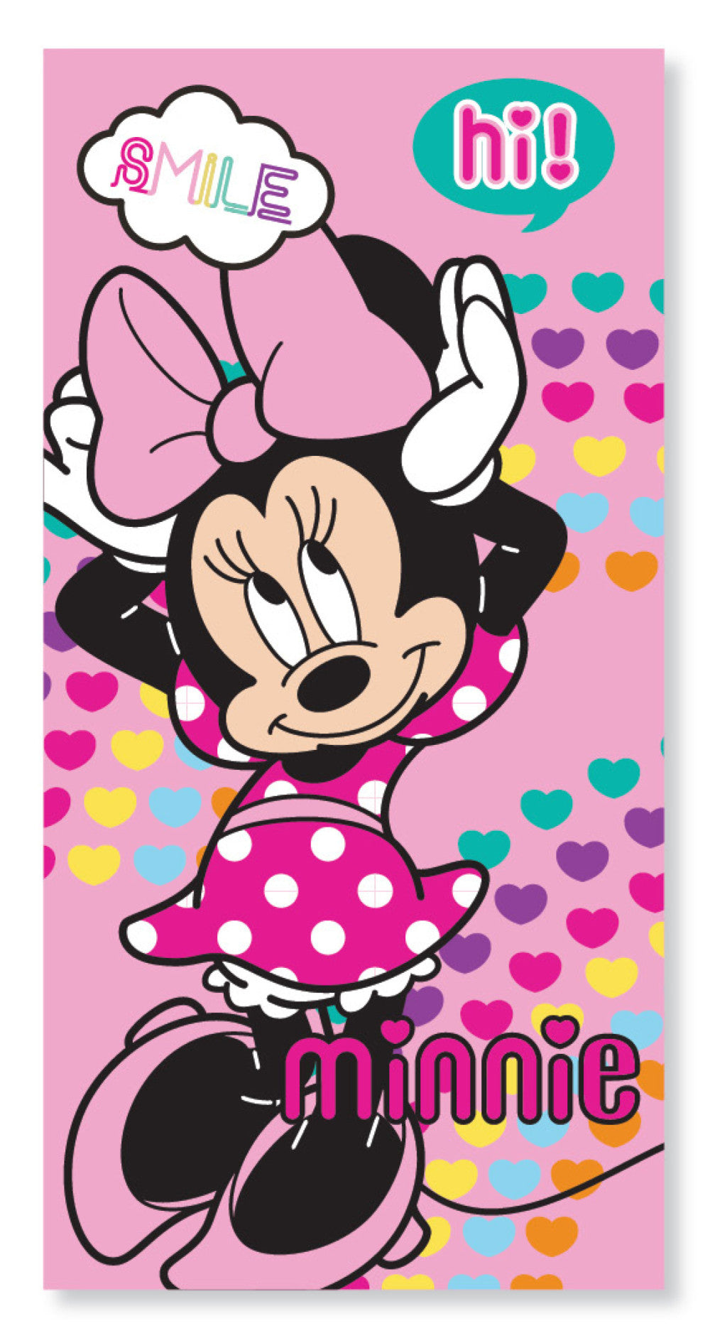 Disney Minnie Hearts vannas dvielis, pludmales dvielis 70x137 cm (ātri žūstošs)