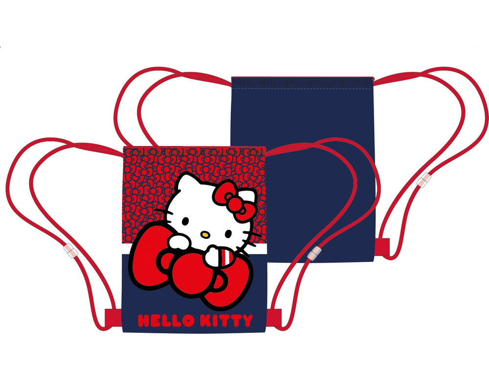 Hello Kitty sporta soma ar sarkanu bantīti, sporta maiss 40 cm
