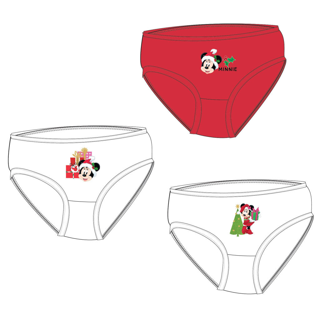 Disney Minnie Ziemassvētku bērnu apakšveļa, biksītes 3 gab./iepakojumā