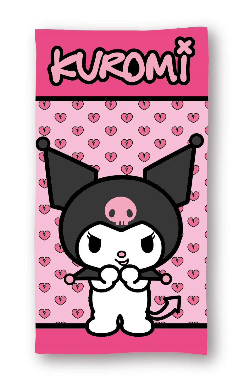 Hello Kitty Kuromi rozā vannas dvielis, pludmales dvielis 70x140cm (ātri žūstošs)