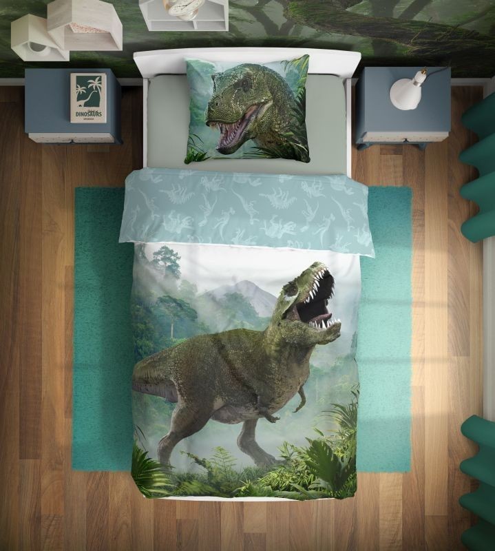 Dinozaura T-Rex meža gultasveļas komplekts 140√–200 cm, 70–90 cm