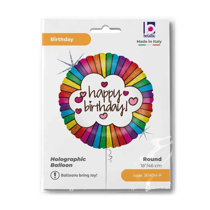 Daudz laimes dzimšanas dienā Retro Holo folijas balons 46 cm