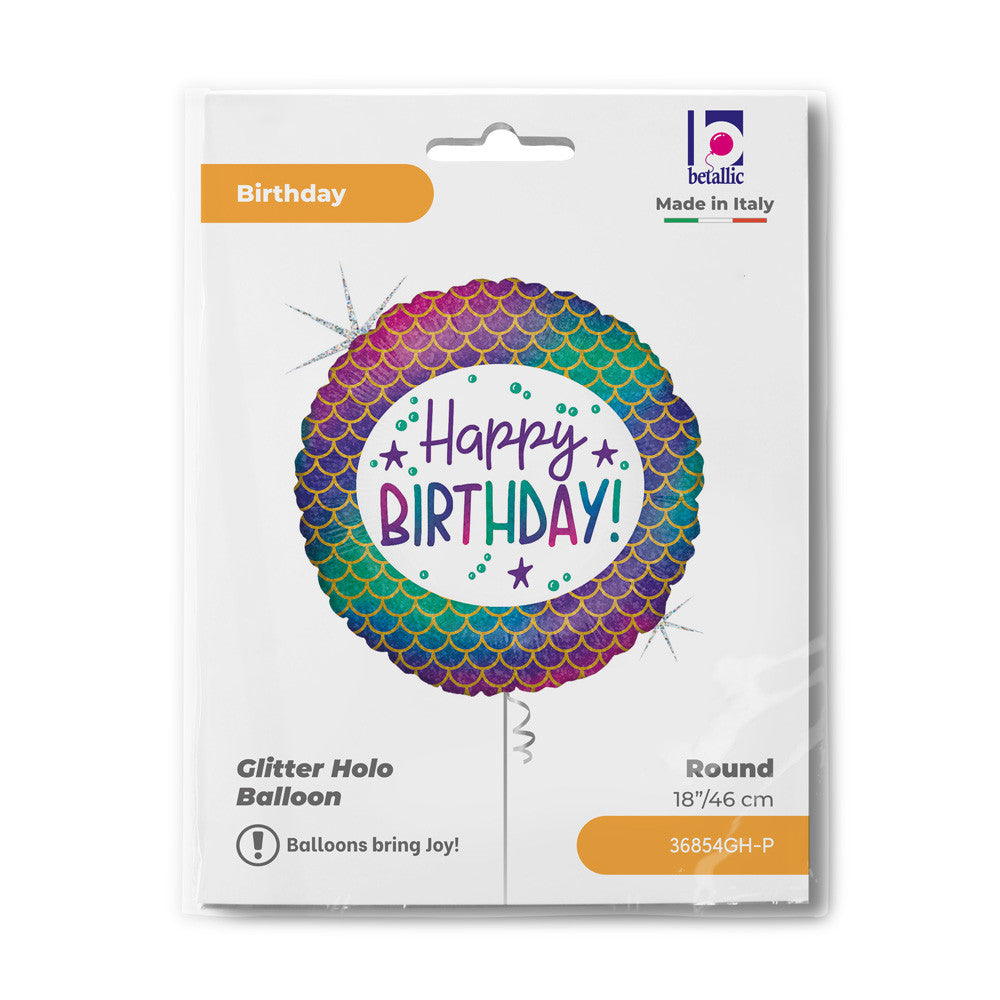 Folijas balons "Dzimšanas diena" ar mirdzošām nāriņām, 46 cm