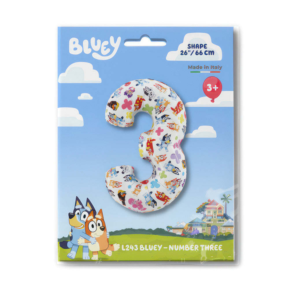 Bluey Friends folijas balons "Cipars 3", 66 cm