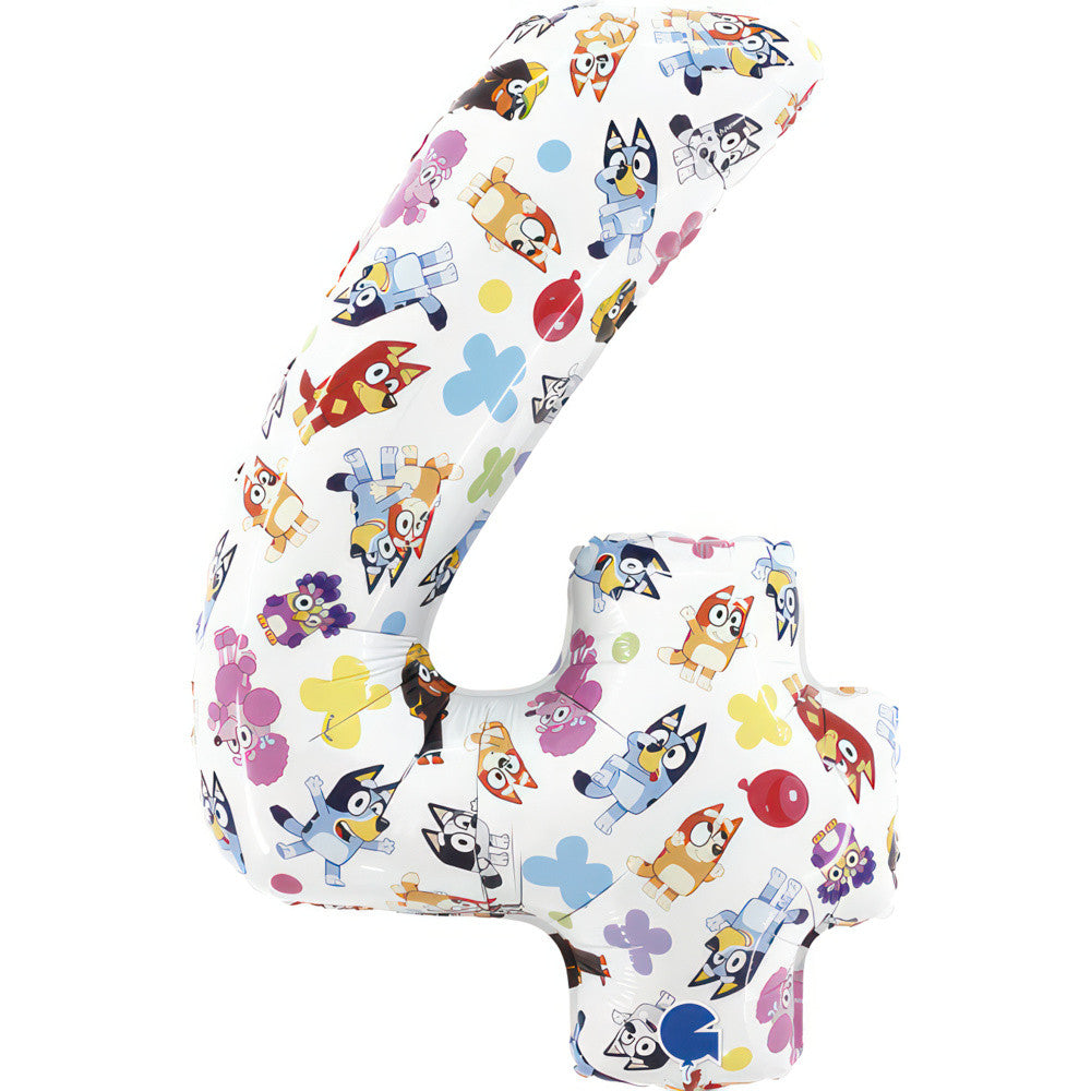 Bluey Friends folijas balons "Cipars 4", 66 cm