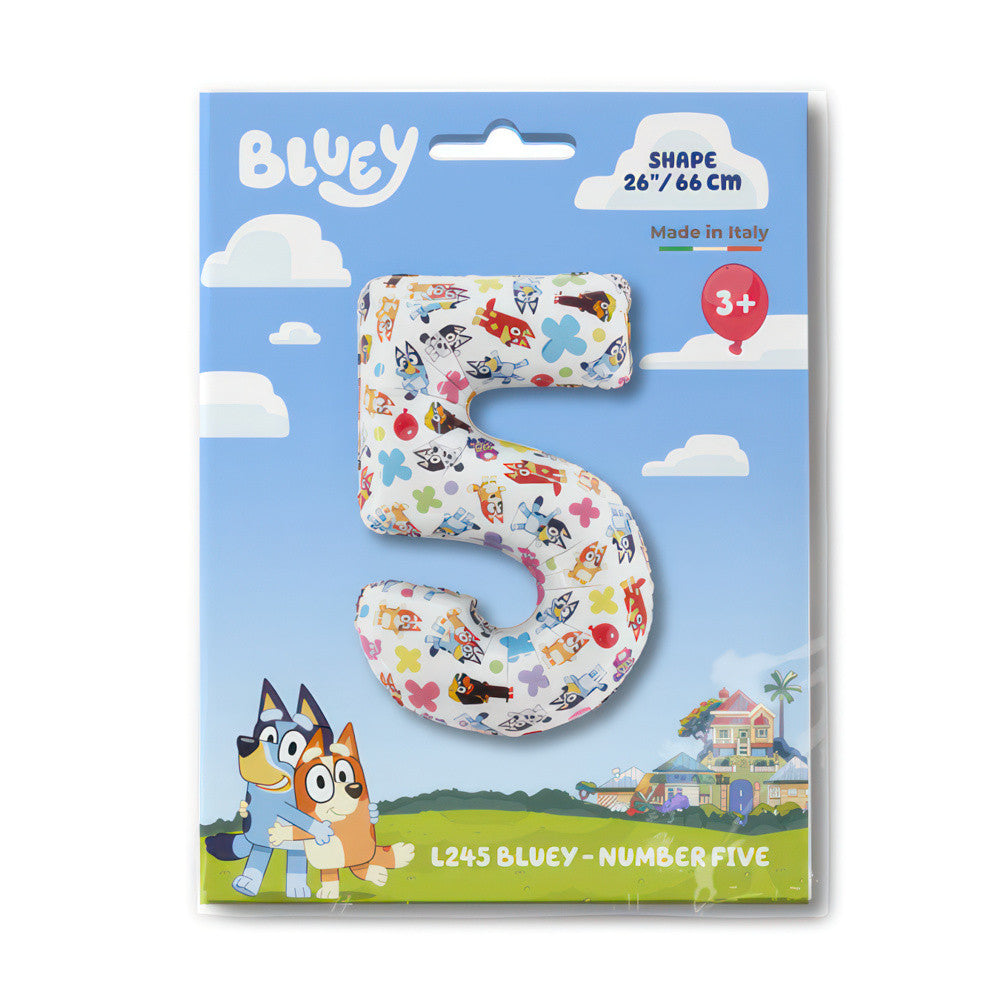 Bluey Friends folijas balons "Cipars 5", 66 cm