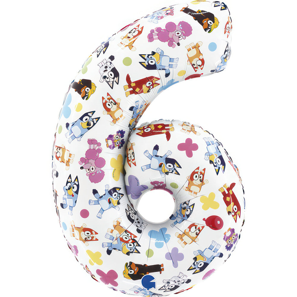 Bluey Friends folijas balons "Cipars 6" 66 cm