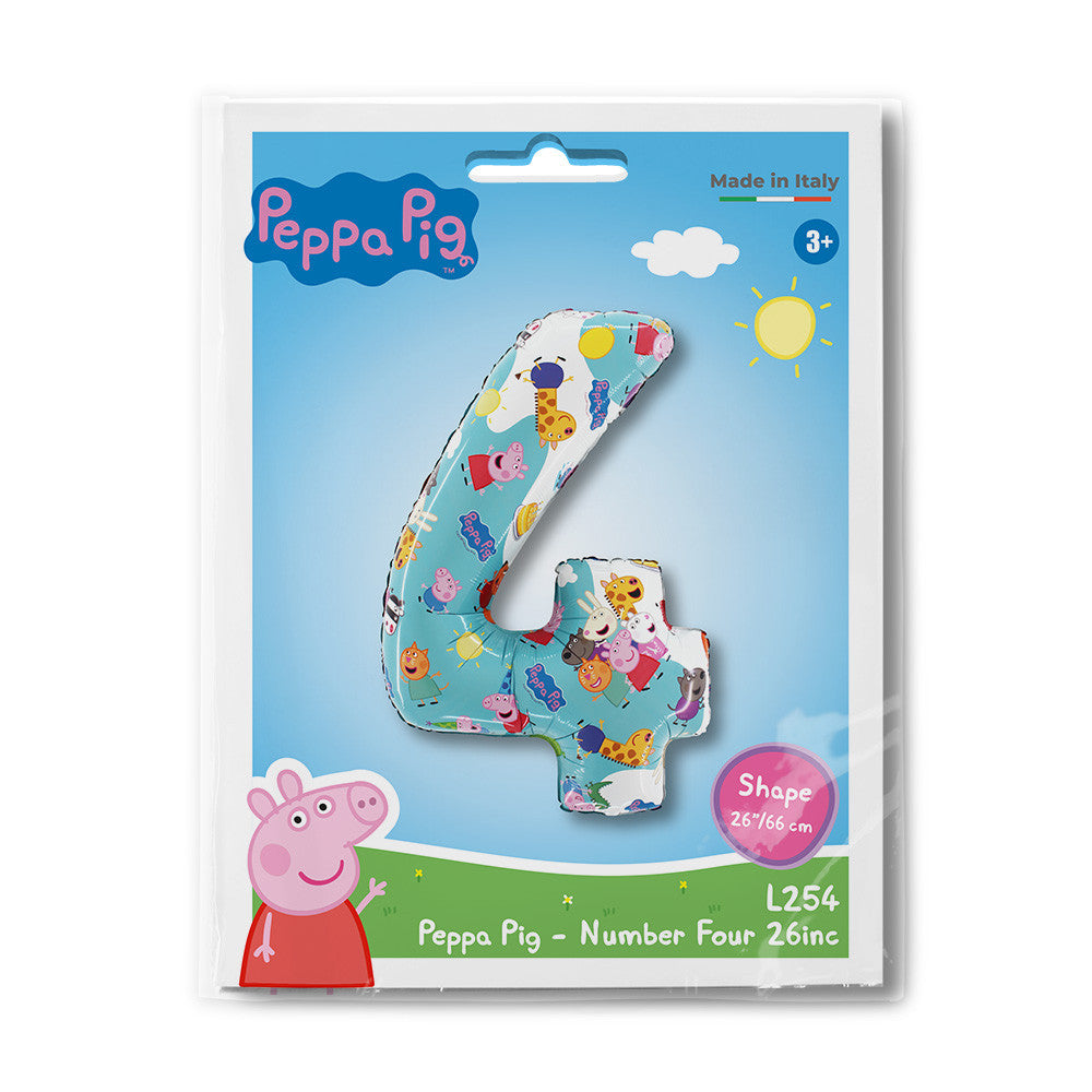 Peppa Pig zils folijas balons ar numuru 4, 66 cm