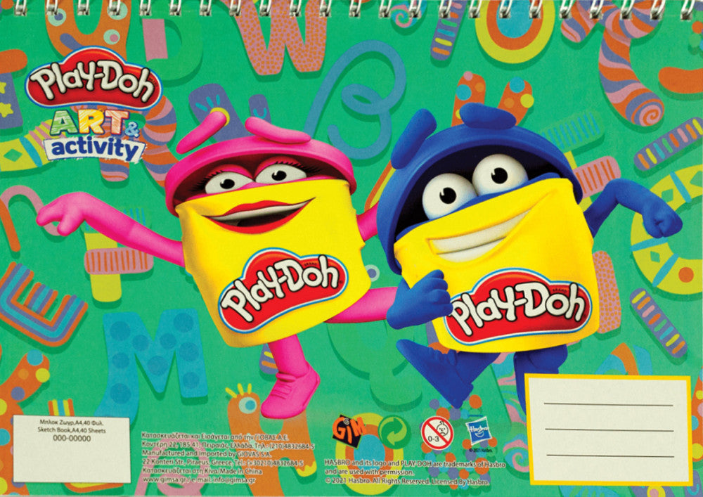 Play-Doh Art A/4 spirālveida skicēšanas burtnīca, zīmēšanas bloks, 40 lapas