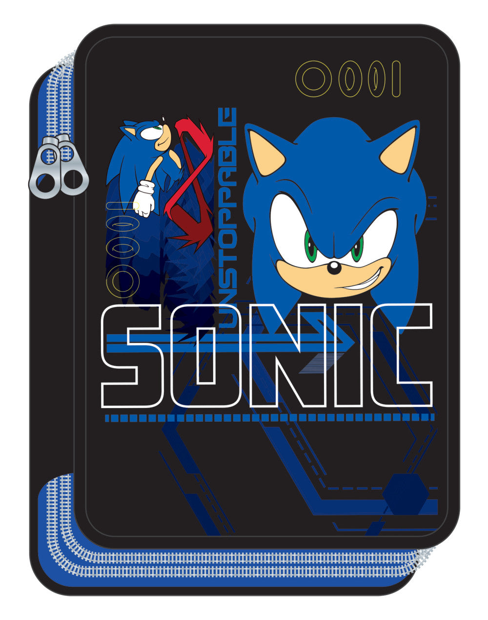 Sonic the Hedgehog Go Fast Sonic the Hedgehog zīmuļu maciņš, pildīts ar 2 slāņiem