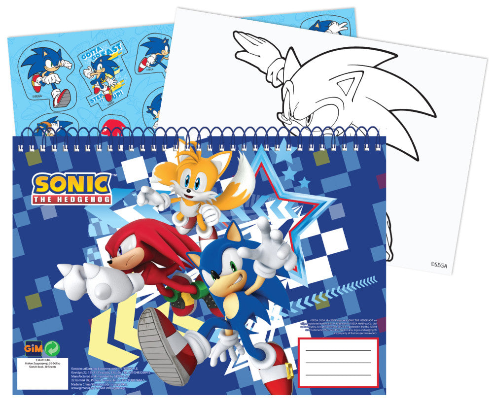 Sonic the Hedgehog Rush Sonic the Hedgehog A/4 spirālveida skicēšanas burtnīca ar 40 lapām un uzlīmēm