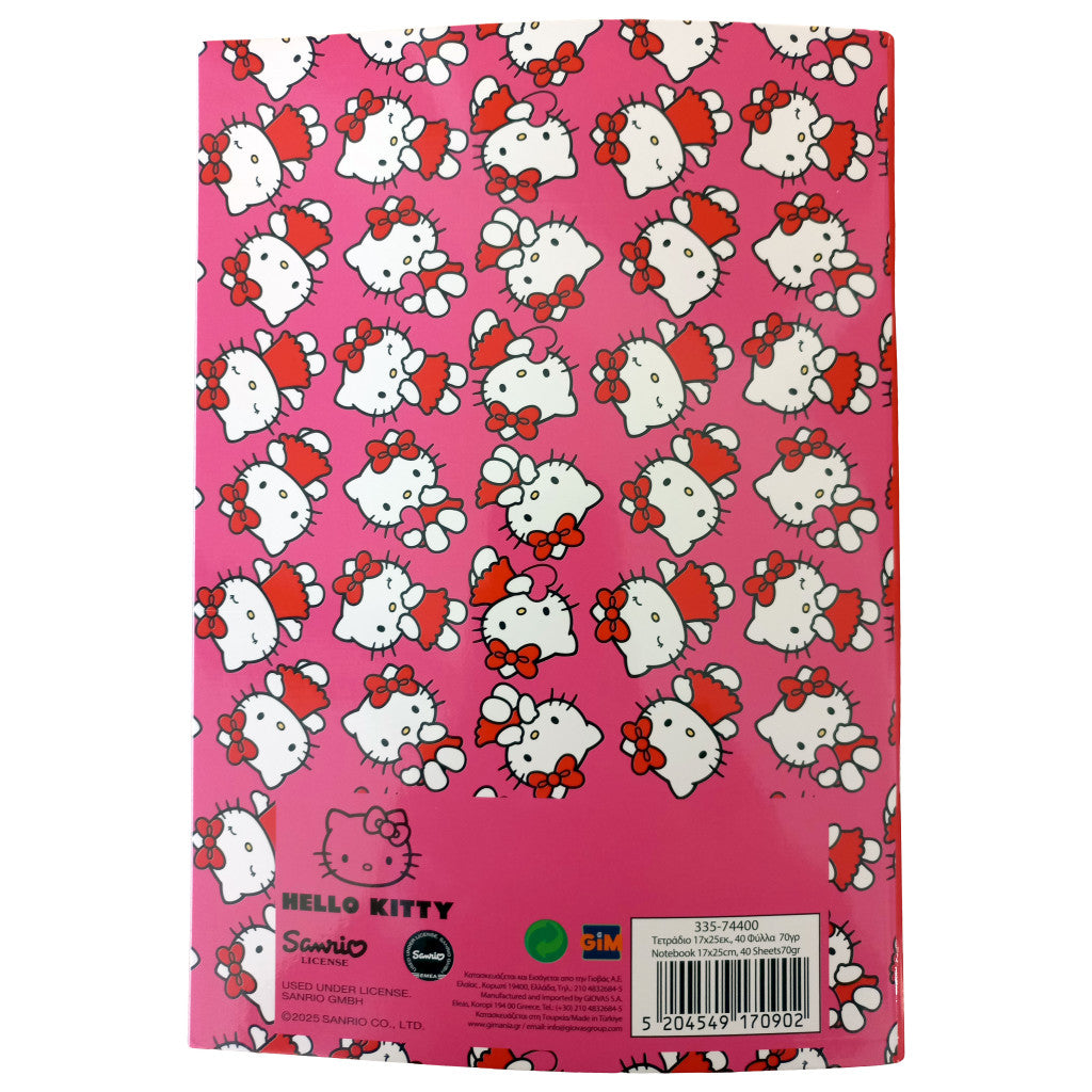 Hello Kitty Sweetheart B/5 līniju piezīmju grāmatiņa, 40 lapas
