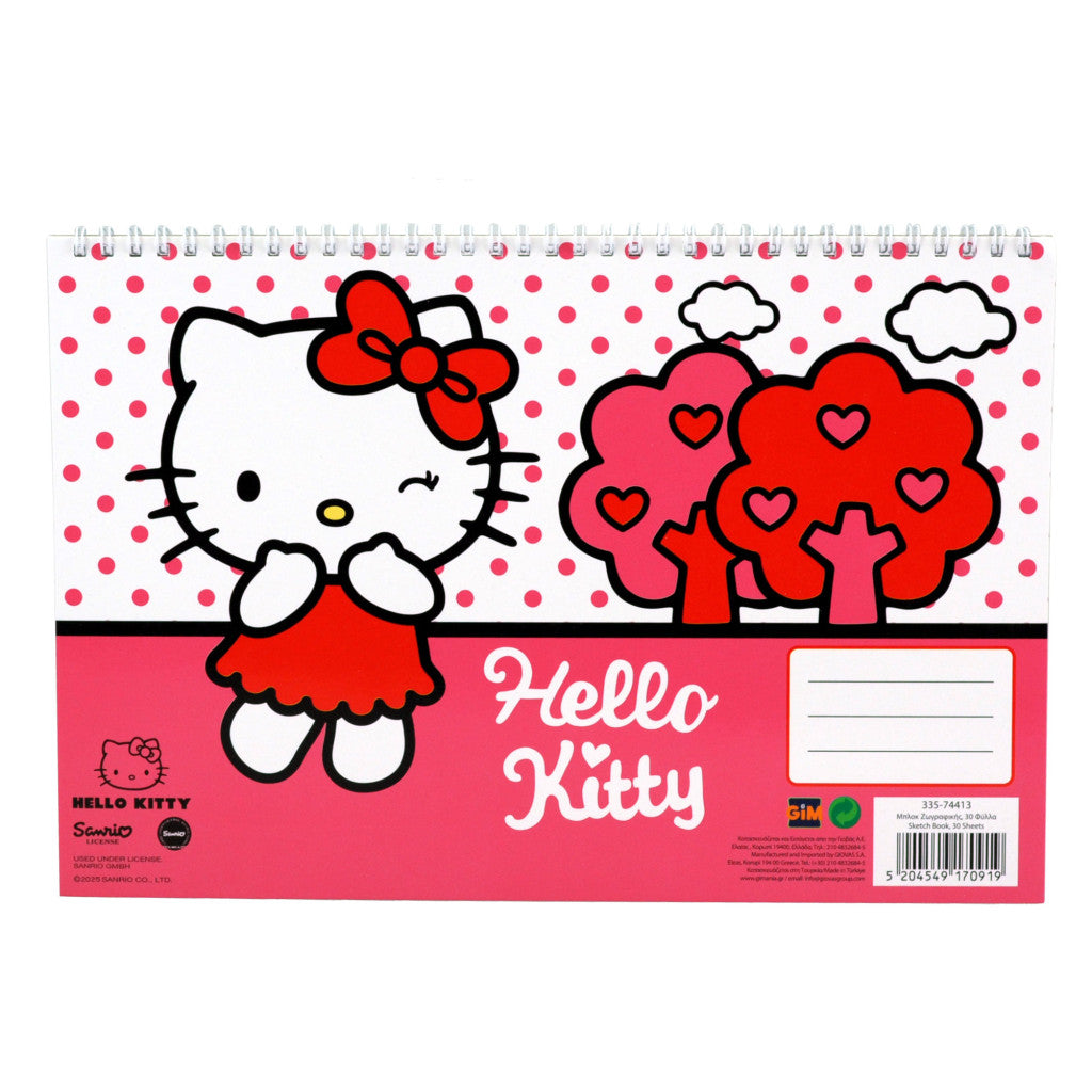 Hello Kitty Sweetheart A/4 spirālveida skicēšanas burtnīca, 30 lapas
