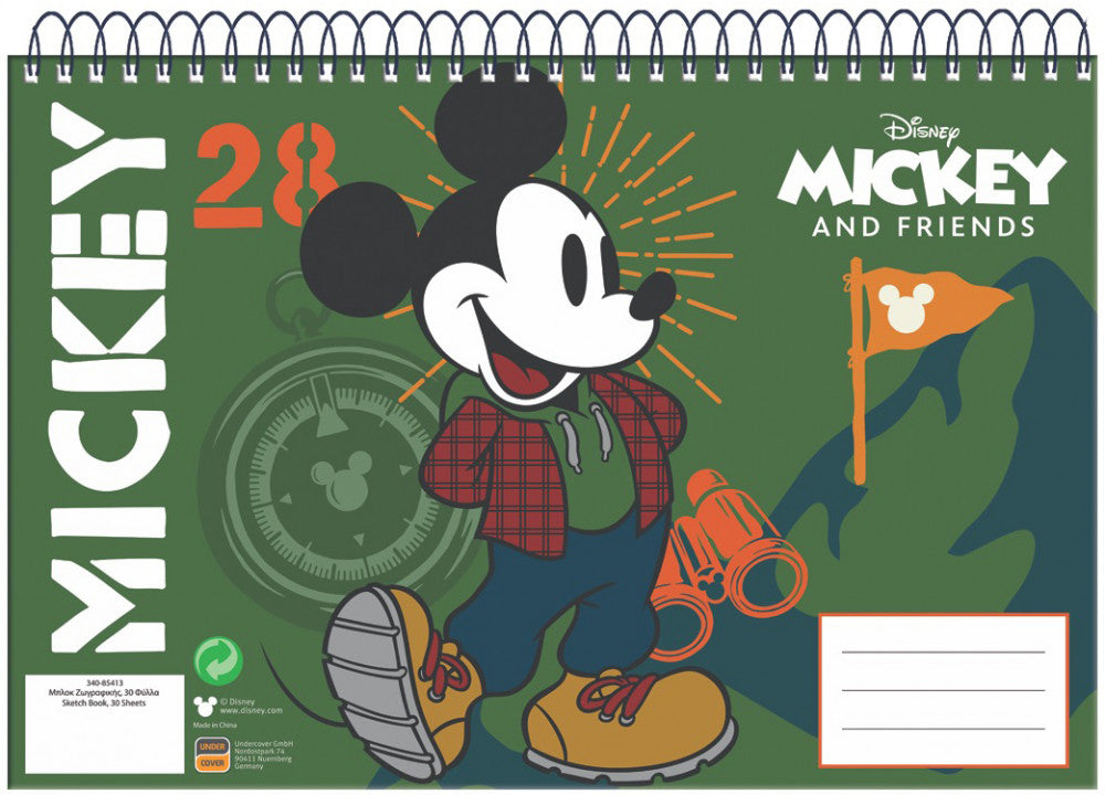 Disney Mikija pārgājiens A/4 spirālveida skicēšanas burtnīca 30 lapas