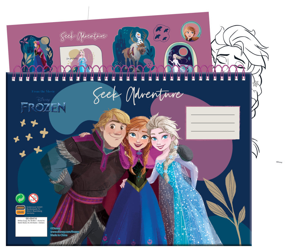 Disney Frozen Explore A/4 spirālveida skicēšanas burtnīca ar 40 lapām un uzlīmēm