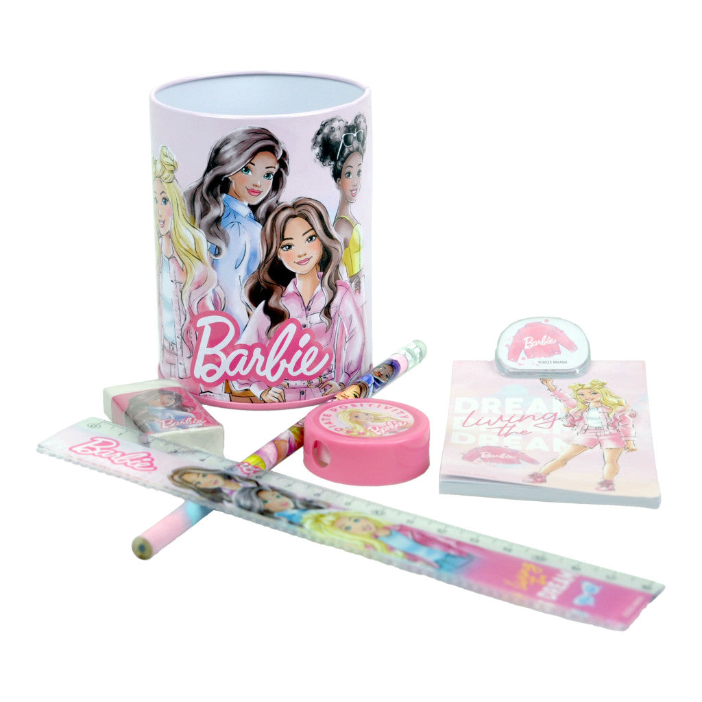Barbie krāsu kancelejas piederumu komplekts 7 gab.