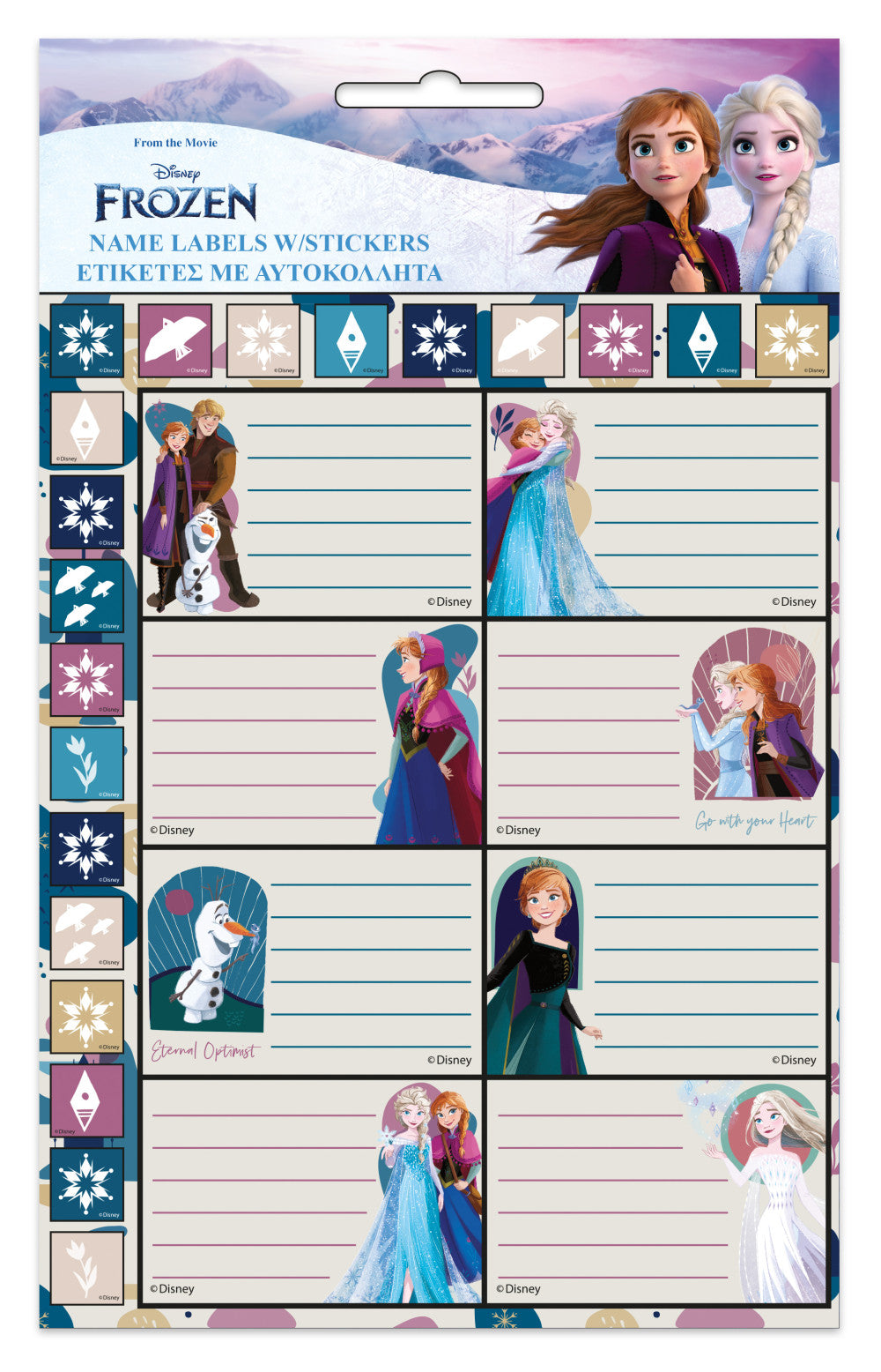 Disney Frozen Together piezīmju grāmatiņas etiķete ar uzlīmēm, 16 gab.