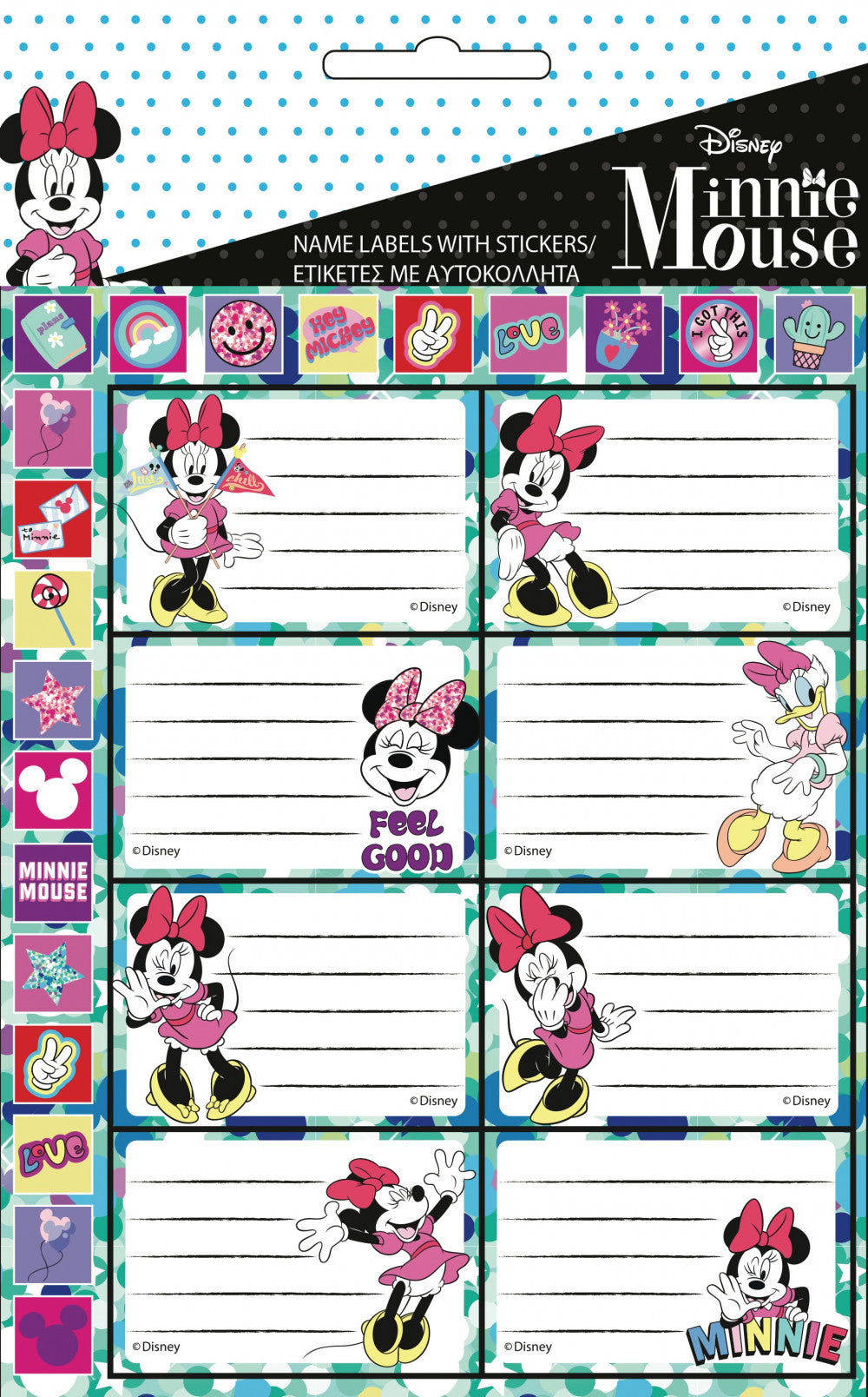 Disney Minnie Smiles piezīmju grāmatiņas etiķete ar uzlīmēm, 16 gabali