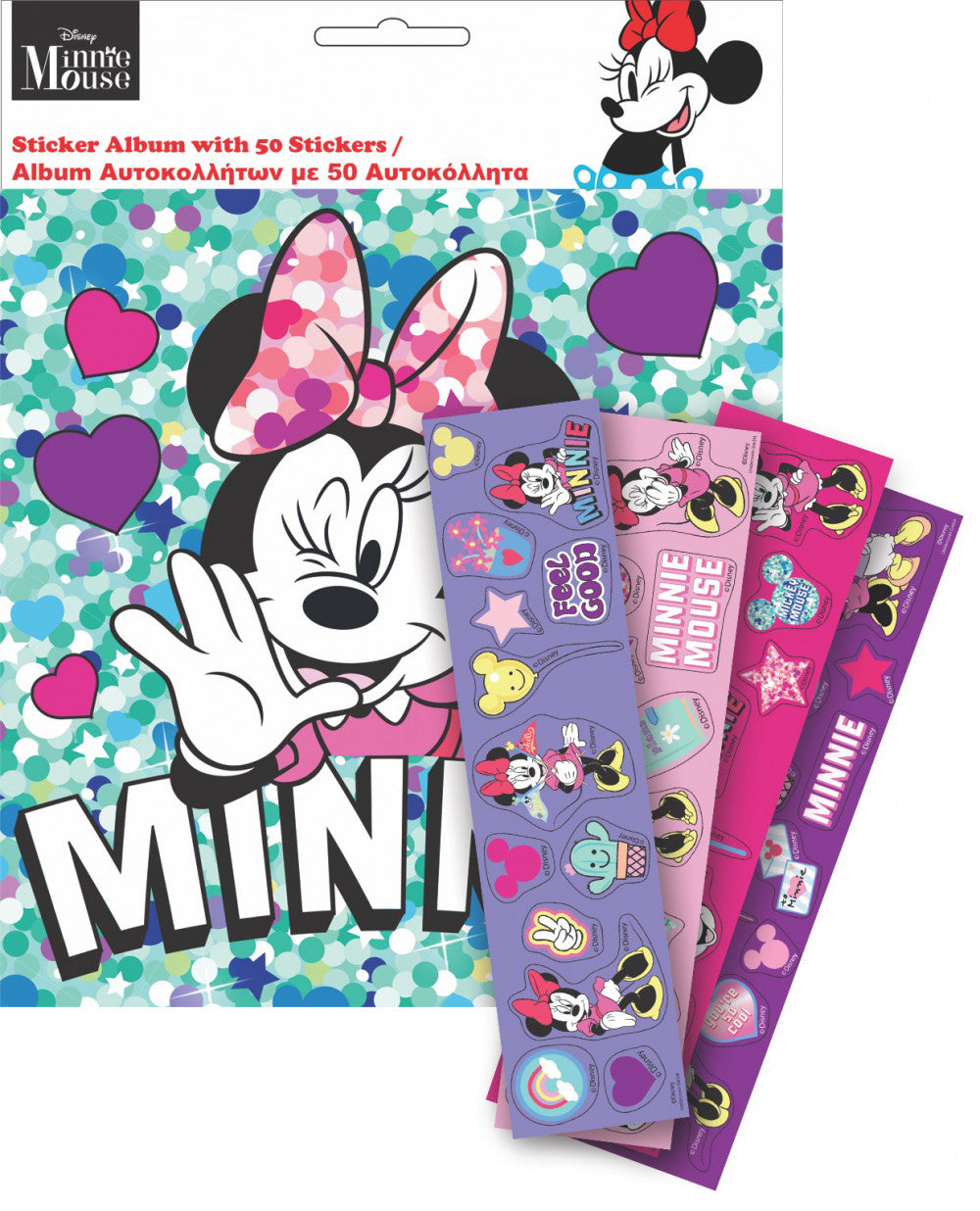 Disney Minnie Looking uzlīmju albums ar 50 uzlīmēm