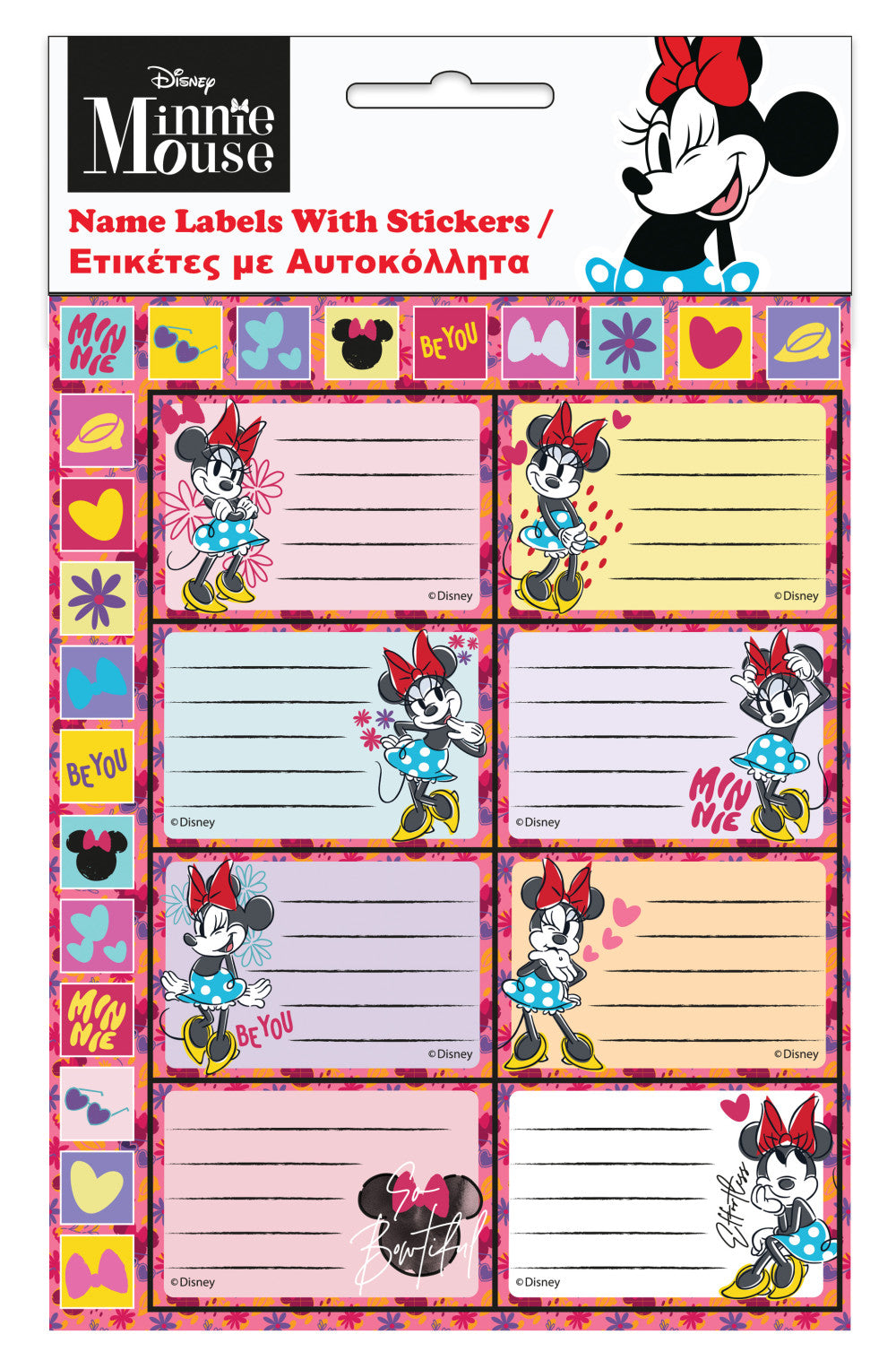Disney Minnie Wink piezīmju grāmatiņas etiķete ar uzlīmēm 16 gab.