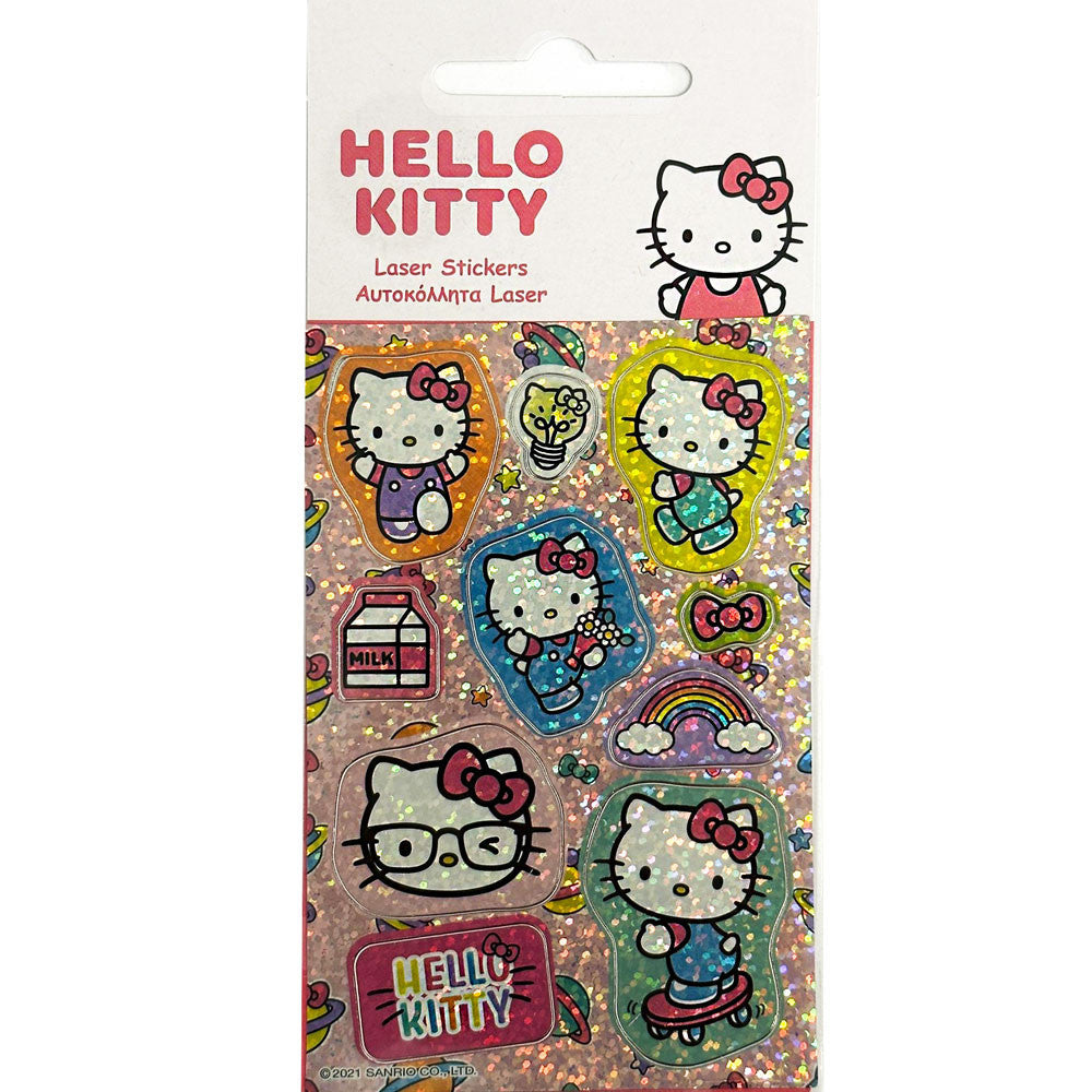 Hello Kitty mirdzošu hologrammu uzlīmju komplekts
