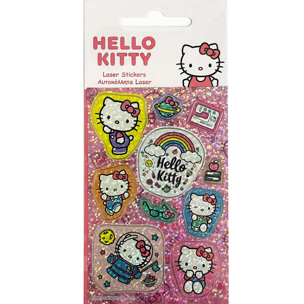 Hello Kitty mirdzošu hologrammu uzlīmju komplekts