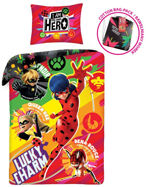 Miraculous Ladybug Hero gultasveļas pārvalks 140√ó200cm, 70√ó90cm