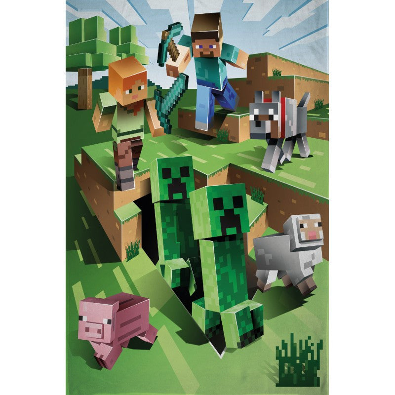 Minecraft Cave Attack polārās vilnas sega 100x150cm