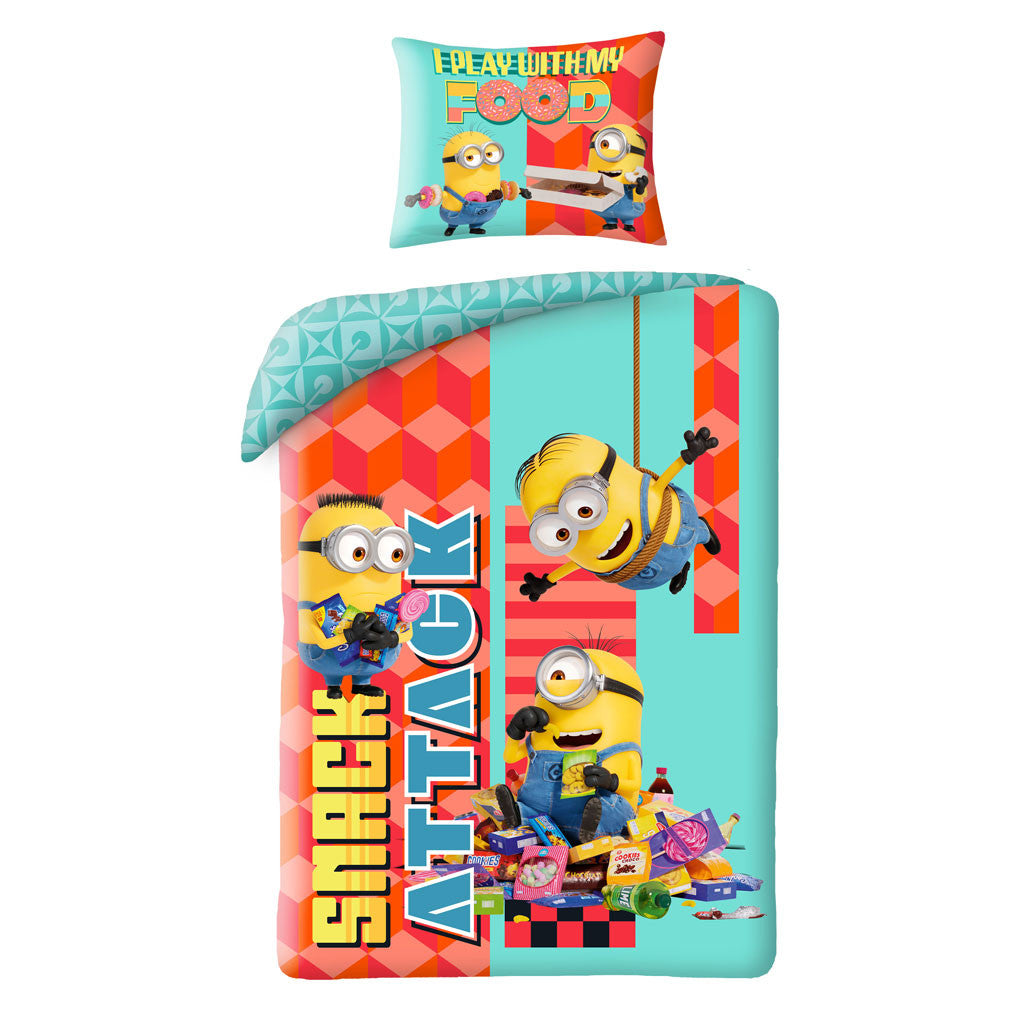 Minions Snack Attack gultasveļas komplekts 140√ó200cm, 70√ó90 cm mikrošķiedra
