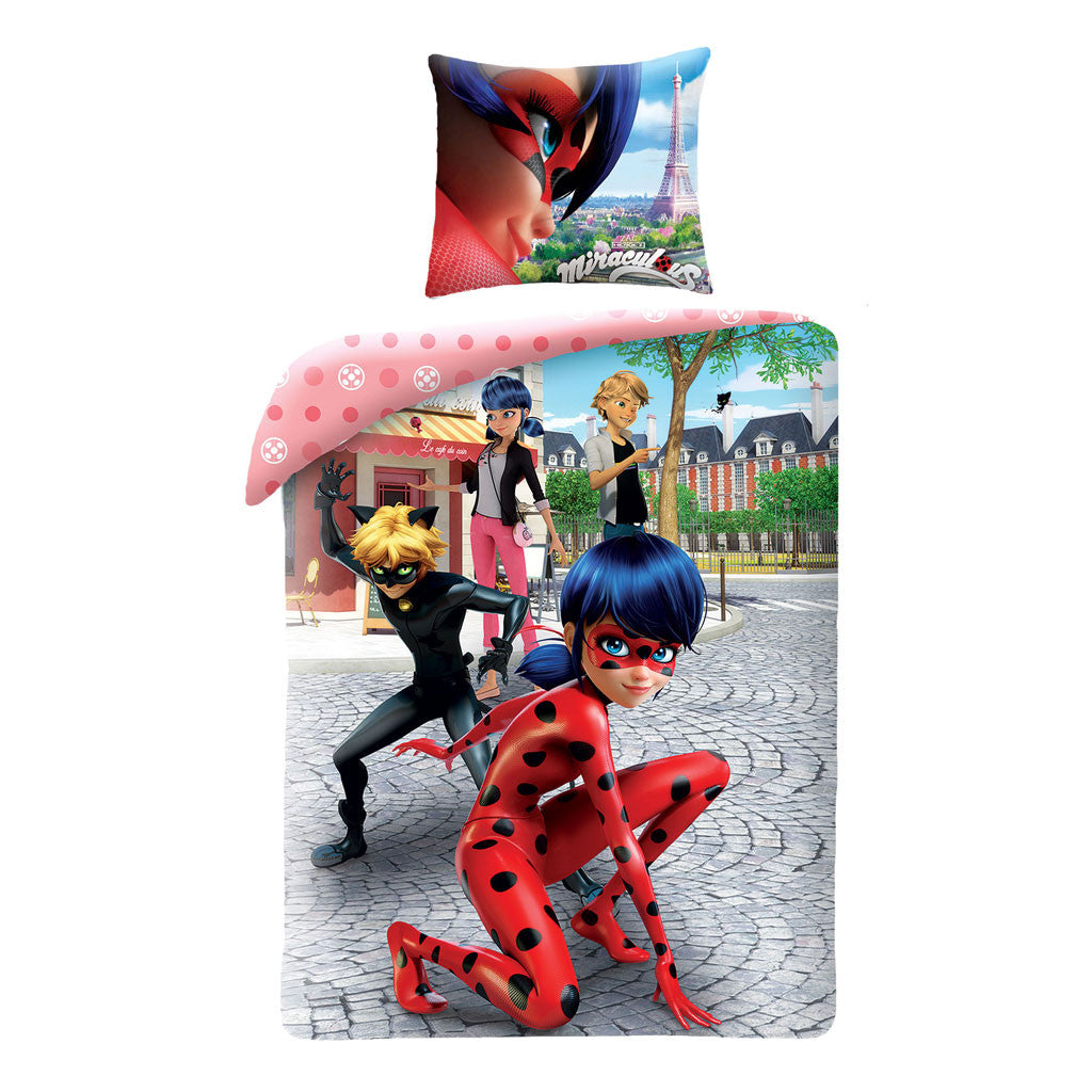 Miraculous Ladybug Street gultasveļas pārvalks 140–200 cm, 70–90 cm mikrošķiedra