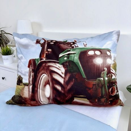 "Tractor Green" gultasveļas komplekts 140x200cm, 70x90 cm, mikrošķiedra