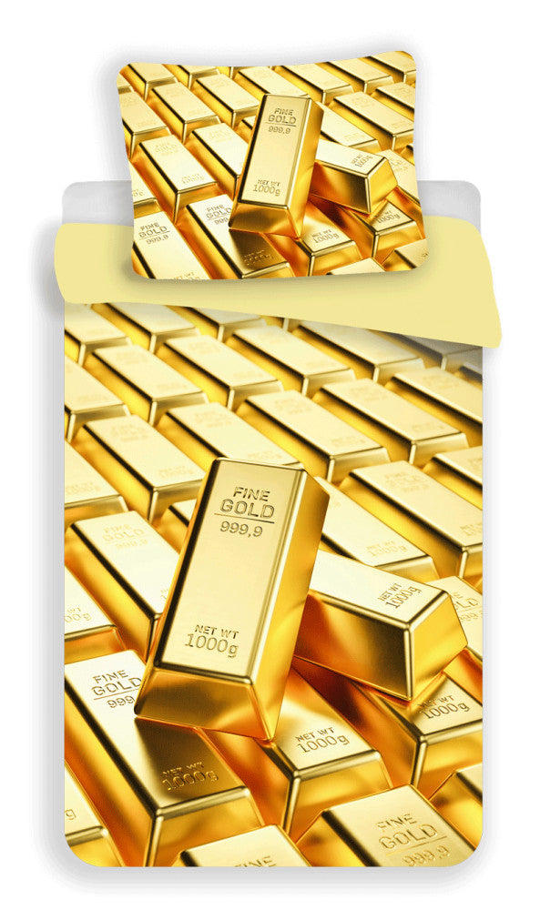 Krāsaini zelta krāsas gultasveļas komplekts "Gold Bar" 140–200 cm, 70 x 90 cm, mikrošķiedra